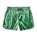 Mens Fashion Shiny Shorts Sexy Sparkly Rave Outfits Elastic Waist Casual Booty Shorts with Pockets Green