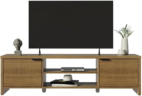 Miniatura 32 de Madesa Soporte de TV con gabinete de almacenamiento y estantes abiertos para almacenamiento multimedia de 55 y 65 pulgadas, consola multimedia para