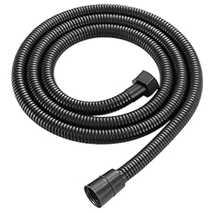 Heritan 1.5M (59 inch) stalen vervangende doucheslang anti-kink met 2 ringen – zwart