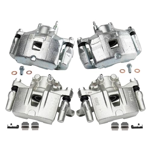 Image of TRQ Front and Rear Brake Caliper Set Zinc Coated Brackets Compatible with 2007-2013 Mitsubishi Outlander