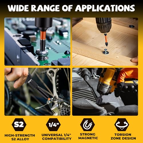 Image of MulWark 63-Piece Impact Driver Bit Set, Impact Rated S2 Steel Impact Bit Set with Color-Coded Torx Bit and Magnetizer, Professional Tool Kit for Impact Drivers, DIY, and Construction