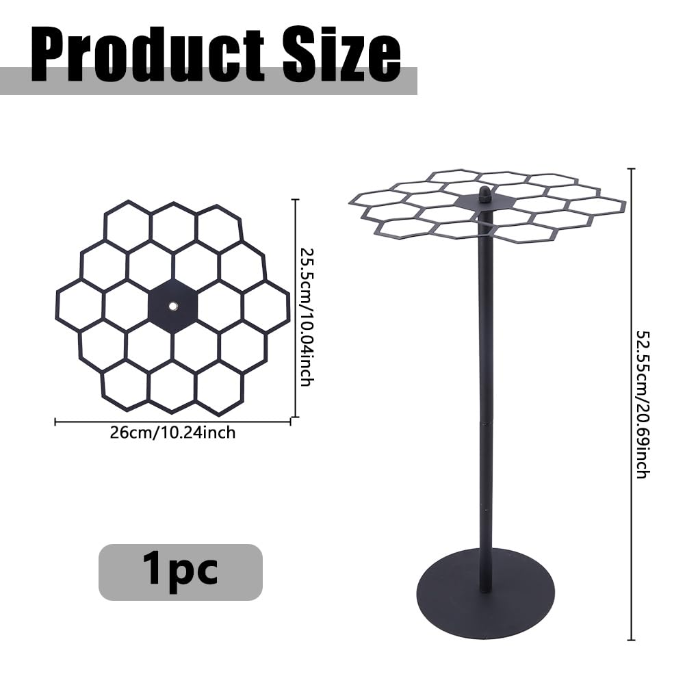 DICOSMETIC Espositore per medaglie Honor Display 360° Spinning Medaglie Esagonale da Tavolo Espositore per Medaglie 25,5 x 26 x 52,55 cm Organizzatore per Medaglie da Corsa in Acciaio Contiene oltre
