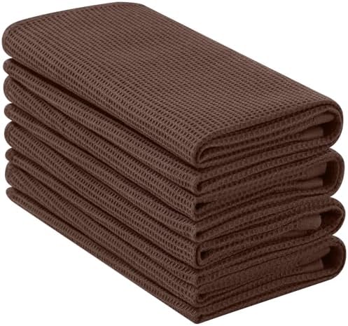 Homaxy 100% Cotton Waffle Weave Kitchen Towels - 4 Pack Soft and ...
