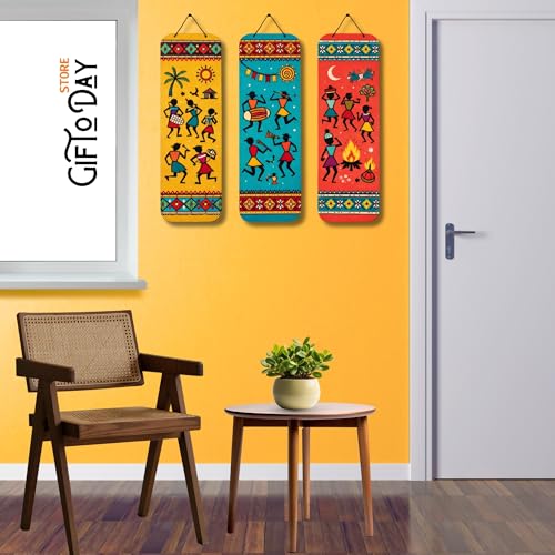 Image of Wooden Hanging Wall Decor Sign for Home | Motivational, Spiritual, Garden & Quote Wall Hanging Plaque for Living Room, Bedroom, Entryway & Office Decor (Tribal Folk Art Wall Hanging)