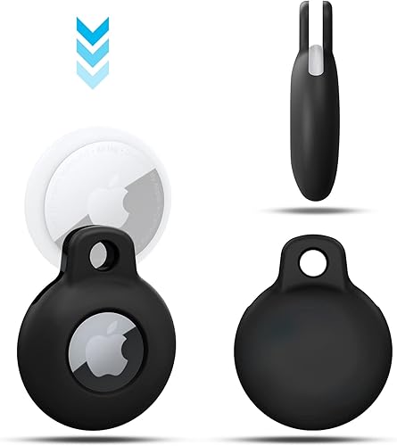 Miniatura 2 de Funda de silicona compatible con AirTag, paquete de 4 unidades, suave, antiarañazos, a prueba de golpes, funda protectora AirTag con mosquetón para