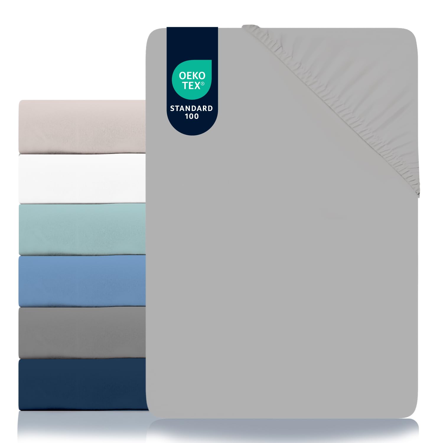 Dreamzie - Spannbettlaken 80x200cm - Mikrofaser Oeko TEX Zertifiziert - 100% Polyester - Spannbetttuch 80x200 Kinder - Zinngrau