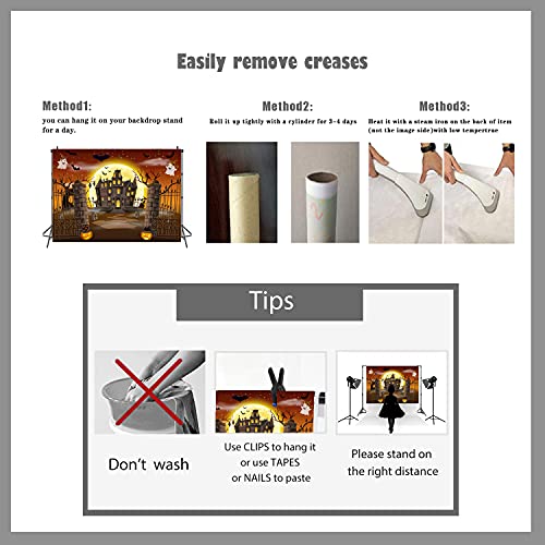 Ltlyh 7X5Ft Halloween Decorations Party Backdrop Scary Pumpkin On Graveyard With Haunted House And Full Moon Halloween Photography Background 153 #TOP4