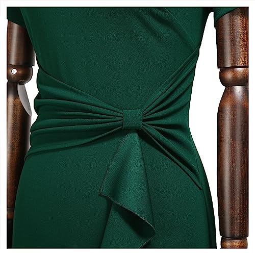 image for AISIZE Women's 50s Vintage Ruffle Peplum Cocktail Pencil Knee Dress Me