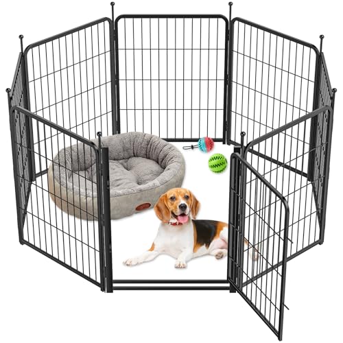 8 Panel Dog Pen High 80cm Puppy Play Pen Indoor/Outdoor Portable Detachable Pet Exercise Playpen Pet Run Enclosures for Puppies Cats Rabbits and Other Animals56 x 80 cm