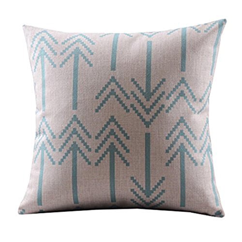 DECORLUTION Cotton Linen Decorative Throw Pillow Case Cushion Cover ( Retro Blue Bold Arrows) 18