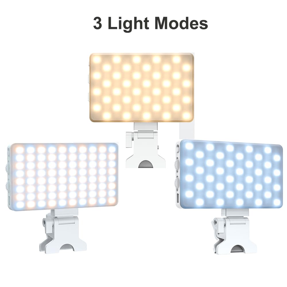 Luce per selfie, 80 LED ad alta potenza, ricaricabile, per videoconferenze, luce portatile con clip, 3 modalità di illuminazione per telefono, iPhone, Android, laptop, trucco, TikTok, Selfie, Vlog