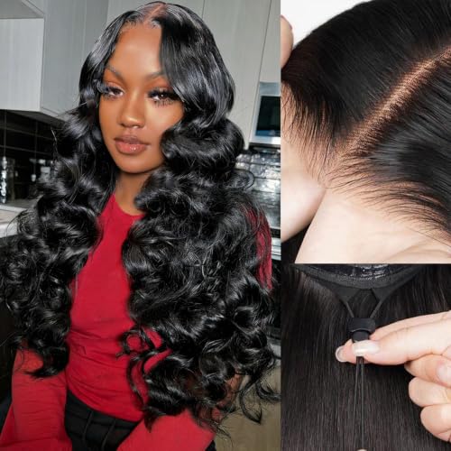 GABRIELLE 20 Inch Drawstring Body Wave Wear and Go 13x6 Lace Frontal Wigs Human Hair 200 Density HD Lace Front Wig Pre Plucked Pre Cut Glueless Wigs for Women Natural Black Glueless Human Hair Wig