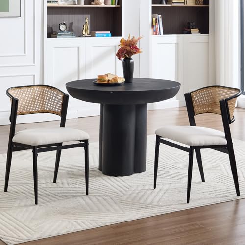 DAYALANE Rattan Esszimmerstühle 2er Set, Vintage Küchenstuhl...