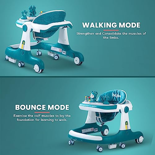 Image of Baybee Magnum 2 in 1 Baby Walker for Kids, Round Kids Push Walker with Parental Handle & Height Adjustable, Foldable Activity Walker for Baby with Musical Toy Bar for 6-18 Months Boys Girls (Green)
