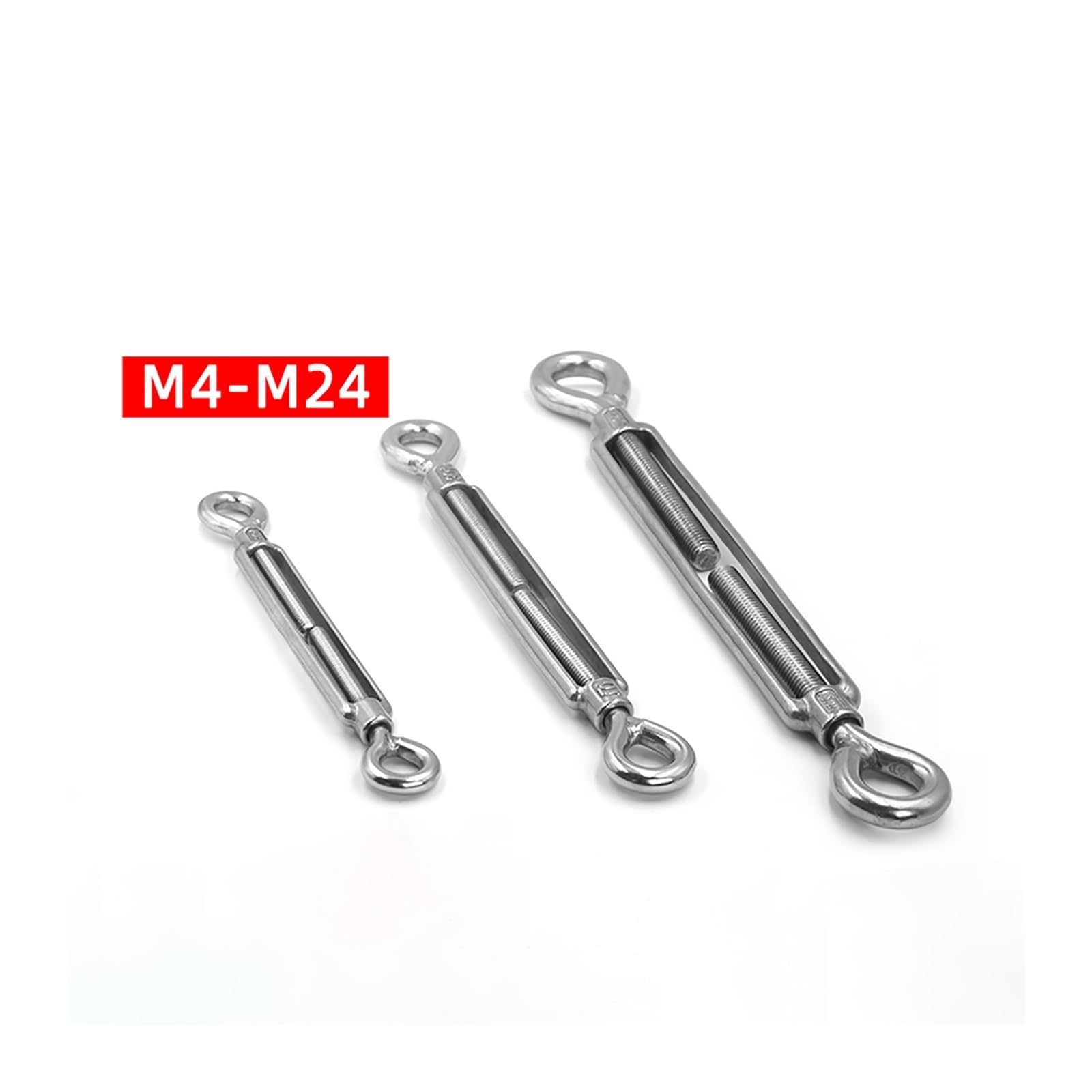 Tenditori in Acciaio Inox, 1 tenditore a Doppio Occhiello/Doppio Gancio/Gancio e Occhiello in Acciaio Inossidabile 304(Double Eye,M14)