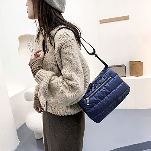 Fashion Quilted Stripe Shoulder Bag Women Classical Solid Color Nylon Crossbody Bags Small Handbags2