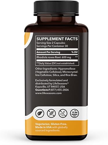 Miniatura 3 de LifeSeasons Essentials Rhodiola Root – Apoya una respuesta saludable al estrés, ciclos naturales de sueño, salud cerebral y más – Apoyo natural para