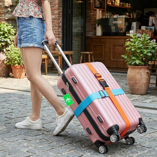 Image of Sibba Luggage Straps for Suitcases 12 Pack, TSA Approved Travel Essentials with 8 Luggage Tags, Suitcase Belts Luggages Strap for Travel Suitcase & Bag Closure and for Easy Identification, 70 inches