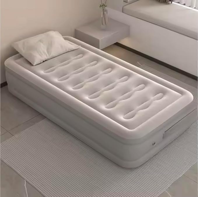 Single Size Inflatable Air Mattress Bed with Built-in Electric Pump, Thick Waterproof PVC Blow Up Air Bed for Home, Travel, Guests & Camping | Portable Comfortable Sleeping Mattress-image-27