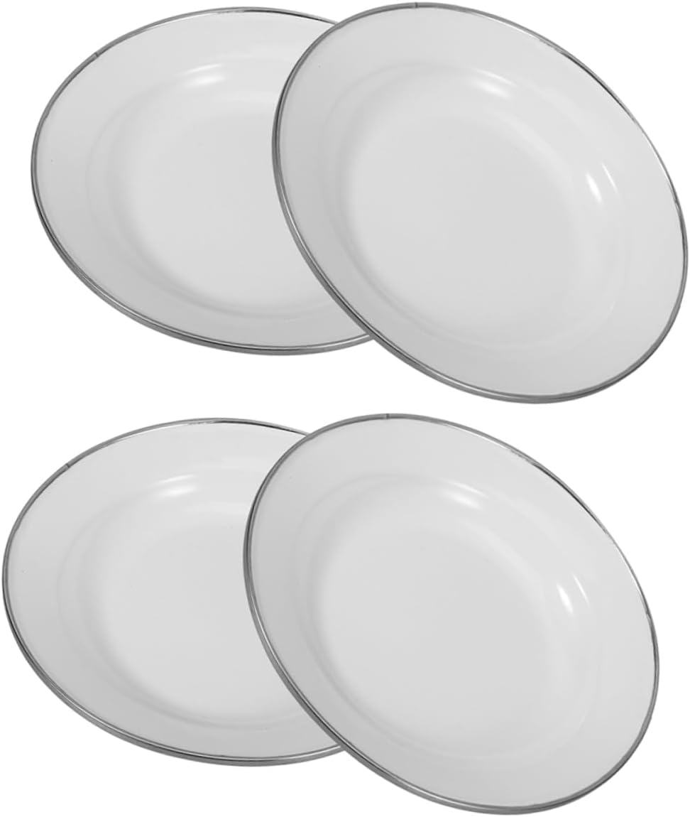 Luxshiny Plate Vintage 4pcs Thicken Plate Set for Food Decorative for Home Kitchen