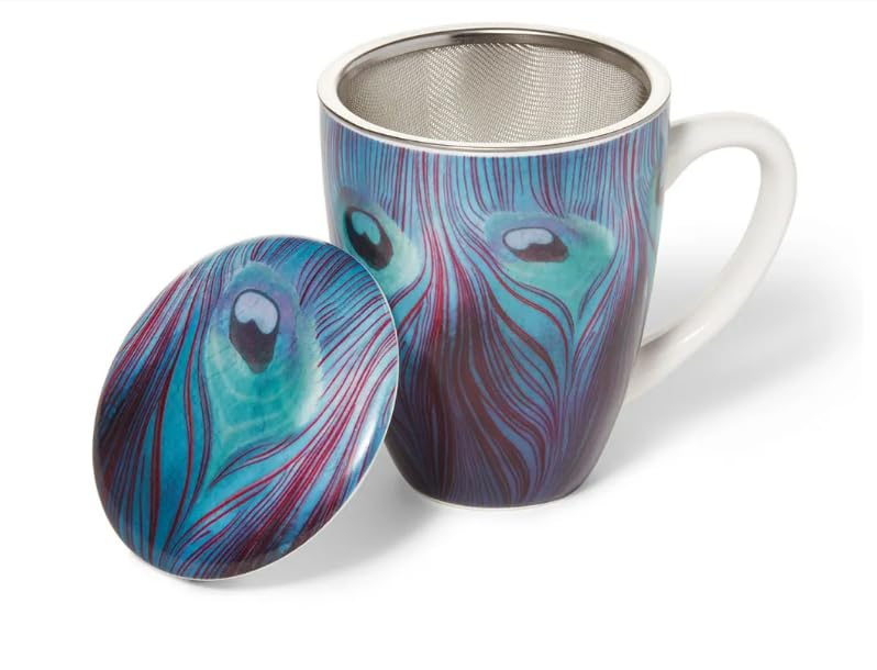 Metropolitan Museum of Art, Louis C. Tiffany Peacock Feather Covered Porcelain Mug with Tea Infuser in Gift Box, 80054864