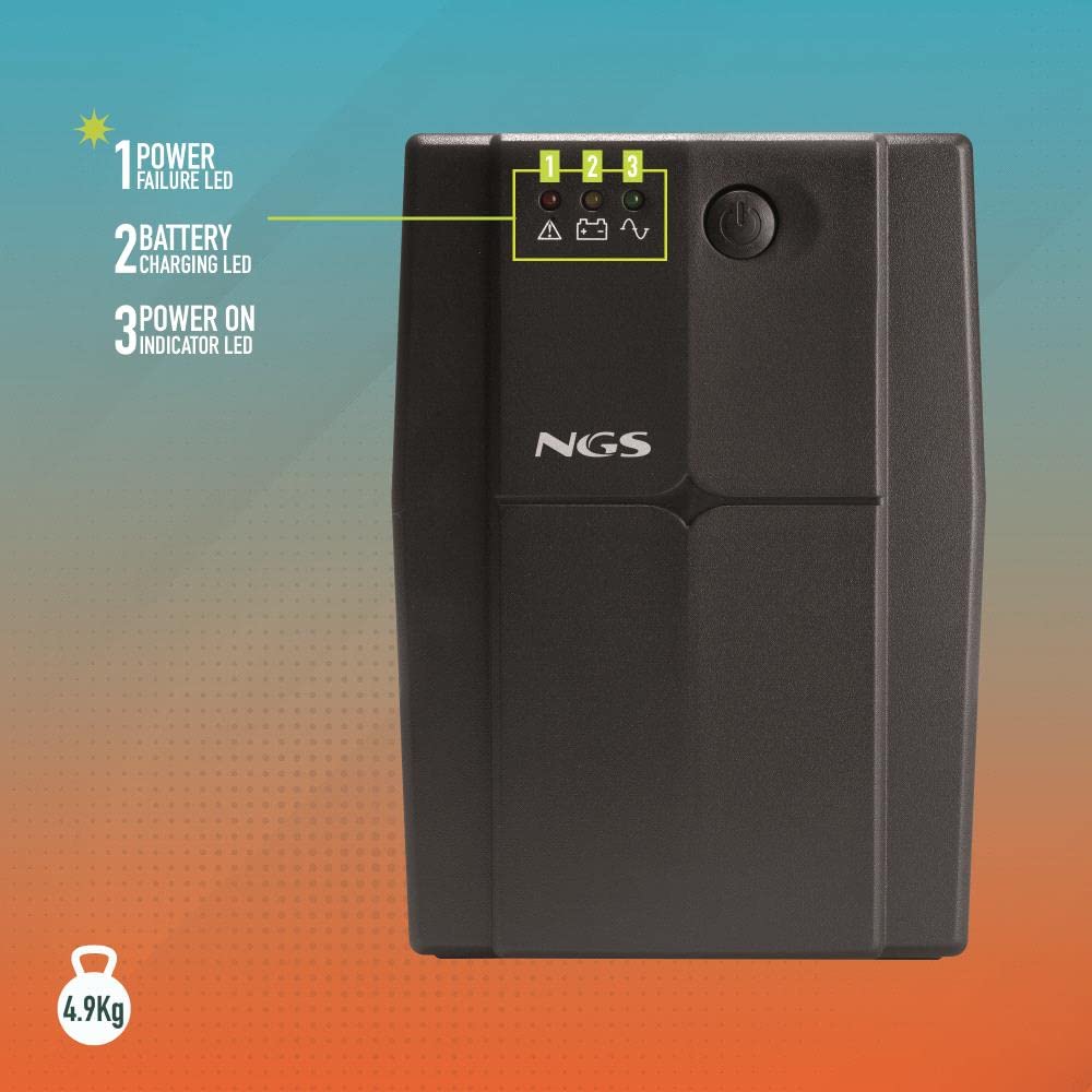 NGS FORTRESS1200V3 - Gruppo di continuità UPS, Off Line UPS 800 VA, Tensione a Uscita Stabile di 480W per 2 Prese Schuko