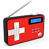 sky vision DAB Radio 100 – kleine digitale radio, DAB Plus, mini, draagbaar, met landenvlaggenmotief