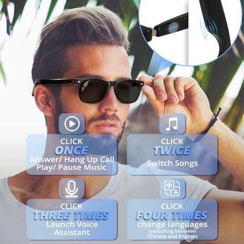 Image of AI Smart Glasses with DeepSeek R1,Smart Translation,Color-Change Lenses, UV /Blue Protection, Audio Intelligent,Open Ear Music, Voice Assistant.
