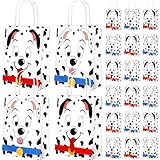 24 Pcs Dalmatian Dog Paper Gift Bags Puppy Dog Goodie Treat Bags with Handles for Dog Themed Birthday Party Baby Shower Supplies