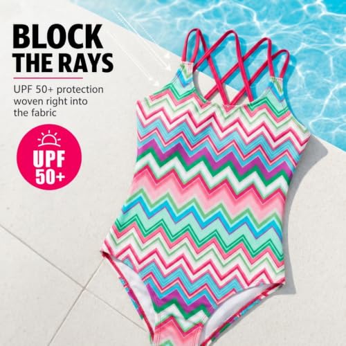 Image of Kanu Surf Girls' Reese UPF 50 Beach Sport Criss-Cross One Piece Swimsuit