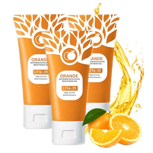 Orange Exfoliating Gel for Face & Body - Deep Cleansing Moisturizing Scrub with Enzymes, Organic Formula to Remove Blackheads & Smooth Skin, Suitable for All Skin Types (3pc, 50g)