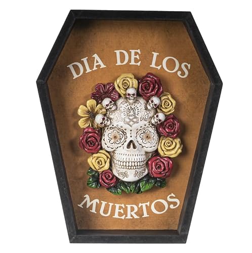 Dia de Los Muertos Sugar Skull Crown Coffin Plaque