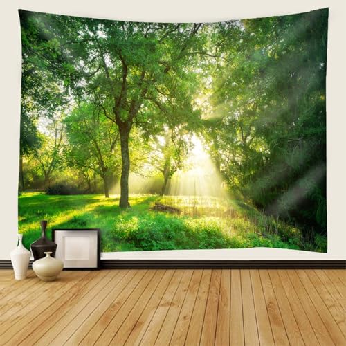 Tapisserie murale nature forêt de 200x200cm en tissu pour la décoration d'une chambre d'adolescent