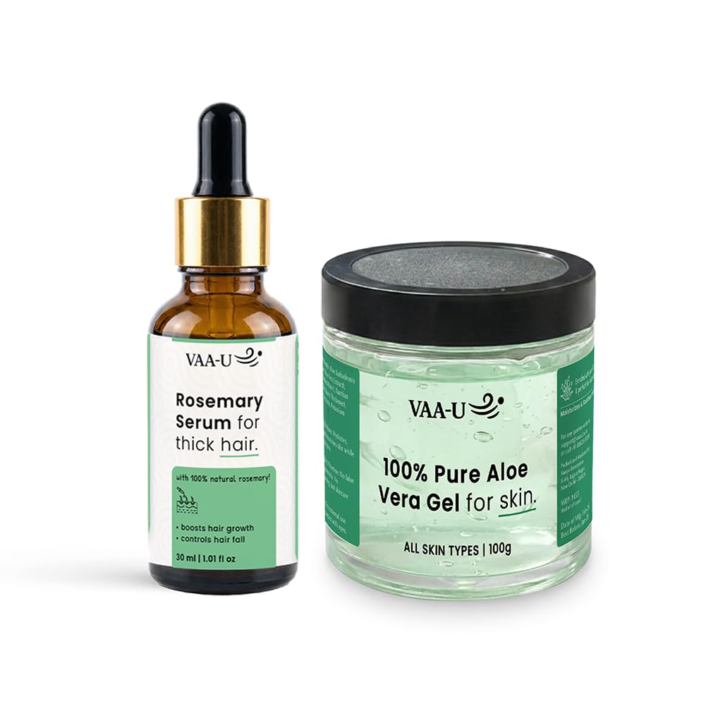 Aloe Vera Gel 100g & Rosemary Hair Growth Serum 30ml | Skin & Hair Care | Multi Purpose Care | Lightweight Formula | Fast Absorbing | Skin & Hair Care | Non Sticky | Combo Pack-image-39