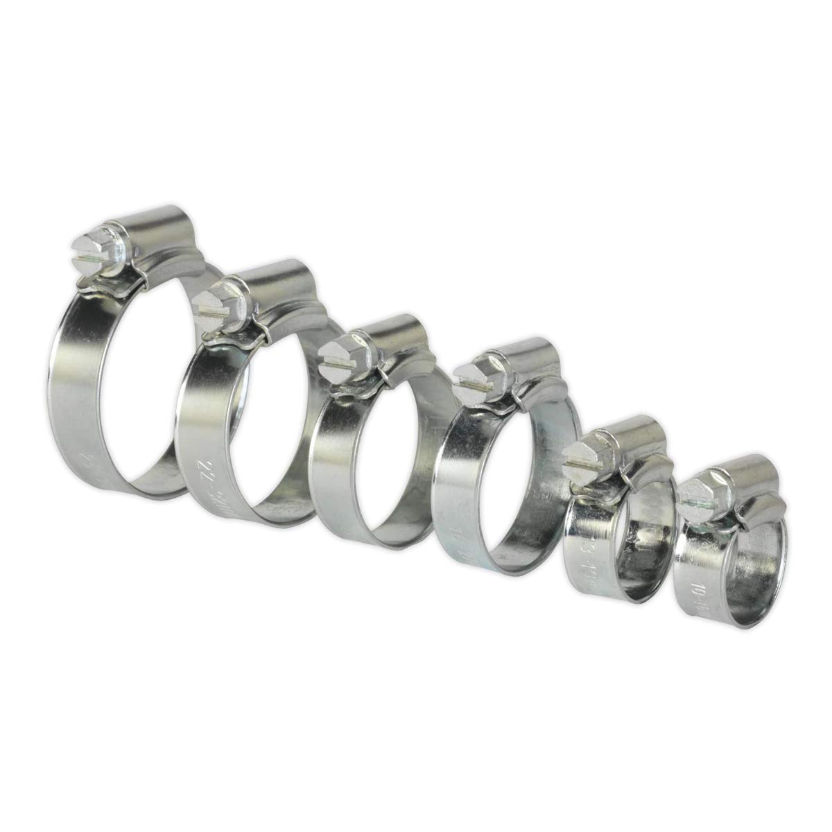 Sealey Hose Clips 30 Pieces Assorted Zinc Plated 10mm38mm 0.39"1.5" Shcs1 from B&Q