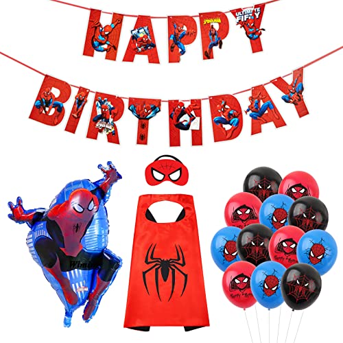 FINEVERNEK Globos de Spider-Man, Capa de Spiderman, Temáticos de Spiderman Globos de Latex, Cumpleaños Spiderman Globos Spider, Decoración Spiderman Cumpleaños Globos, para Fiesta Decoracion Cover