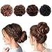 AISI QUEENS 2PCS Messy Bun Hair Piece 100% Human Hair Scrunchies Buns Hair Pieces for Women Curly Wavy Black Bun Elegant Chignons Wedding(Color:Dark Brown)