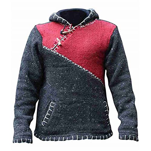 USDBE Autumn Winter Oversized Sweater Men Hooded Sweaters Patchwork Knitted Pullover