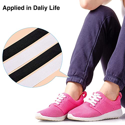 Sourceton 1/2 Inch 22 Yards Braided Elastic, Springy Stretch Braided Elastic Cord Elastic Band With Soft Tape Measure For Sewing Clothes,(11 Yard White,11 Yard Black) #TOP4