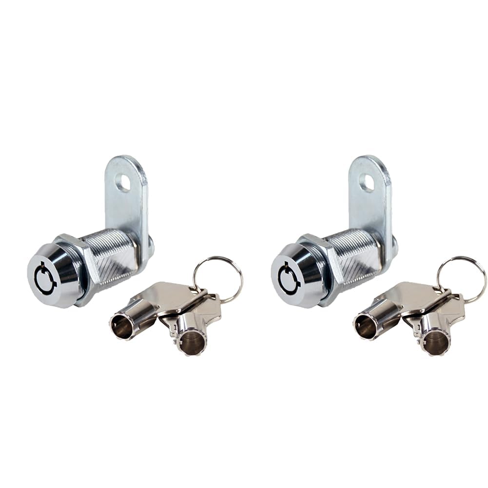 FJM Security 2400AL-KA Tubular Cam Lock with 1-1/8" Cylinder and Chrome Finish, Keyed Alike (Pack of 2)