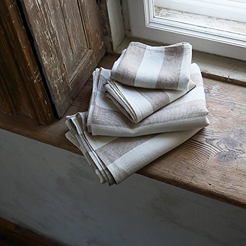 LinenMe Toallas De Mano Provence Rayas Azules - Juego De 2 Toallas De Lino Puro 100% Elegantes Y Absorbentes