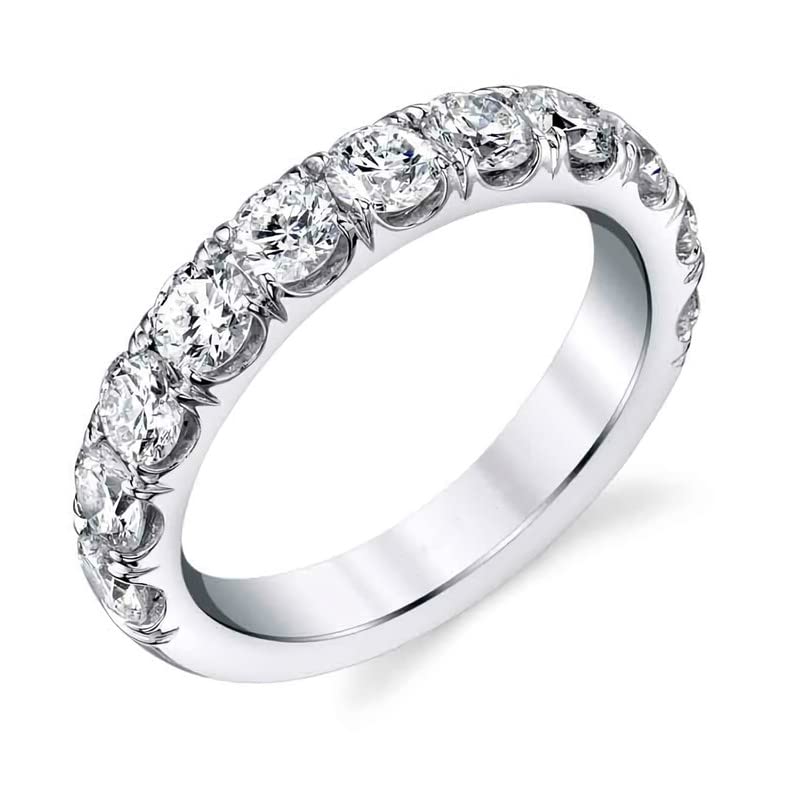 Molioaki 2 carats Round Cut Wedding bands for Women Moissanite Wedding Bands Platinum Plated Silver wedding rings