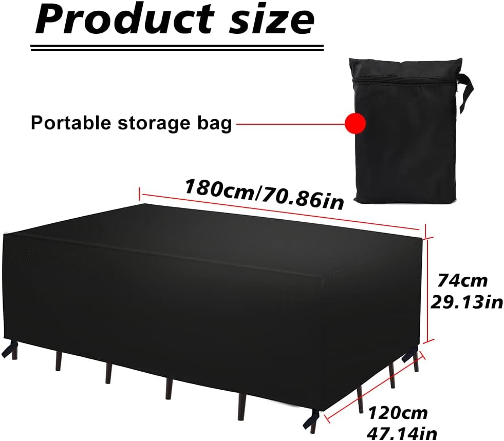 Patio Furniture Covers Waterproof, 600D 180 cm×120 cm×74 cm Covers for