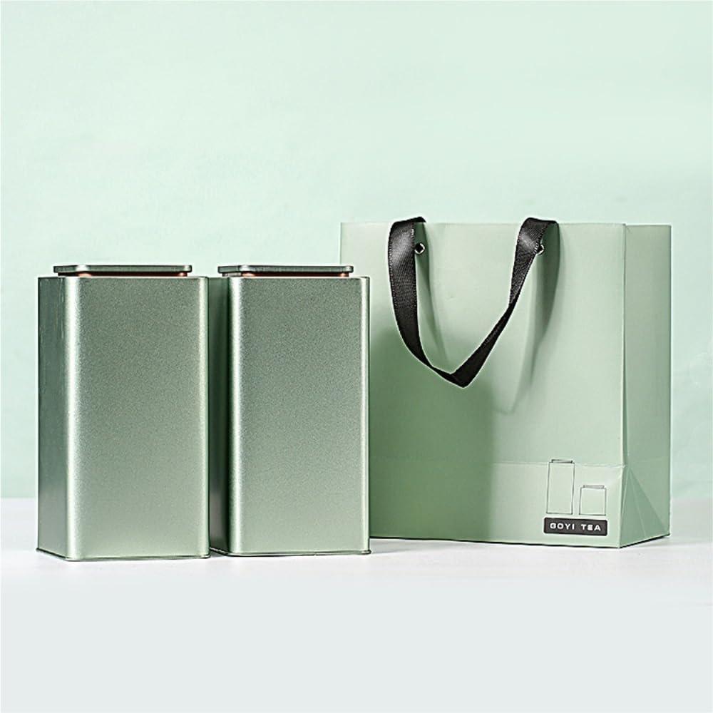 Botes Cocina Almacenaje Contenedores de Almacenamiento té a Granel Latas Selladas cuadradas vacías Juego Retro Dobles Caja Regalo(B,L)