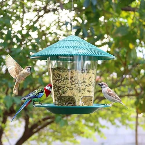 Vogelfutterhaus zum Aufhängen,820ml Vogelfutterstation Vogelhaus zum Aufhängen Wetterfest,Kunststoff Futterhaus,Futterspender Vögel,Vogelfutterspender für Vögel Geignet für Balkon Garten
