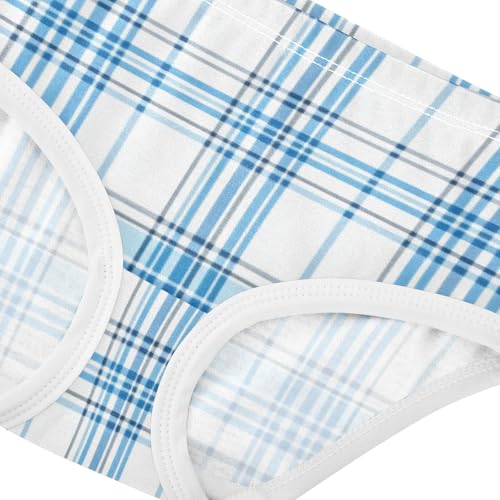 Sky Blue Plaid Girls' Underwear Breathable Material Breathable Underwear for Young Girls in Sizes 2T,3T, 4T, 5T, 6Y and 8Y4