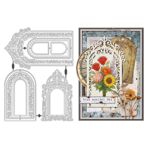 UNICRAFTALE 8 piezas de metal para puerta arqueada en relieve para tarjetas de felicitación, soporte de exhibición con efecto de relieve 3D y plantillas para manualidades, álbumes de recortes, álbumes