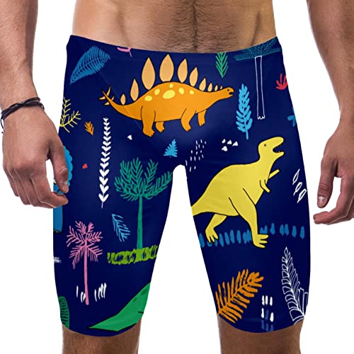 Traje de baño atlético para hombre con estampado de dinosaurios resistente