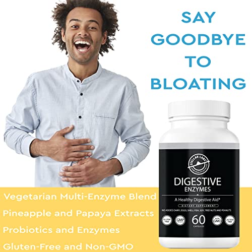Stellar Labs Digestive Enzyme Supplement | Probiotic Digestive Enzymes For Digestion Issues, Bloating, Gas, Constipation Relief & Gut Health | Multi Enzyme Formula W/Bromelain & Papain | 60 Capsules #TOP2