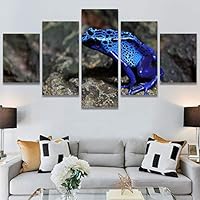 SIGNWIN 5 Panel Canvas Wall Art Amphibians Closeup Decorative Elements Frog Hallway Impressionism Multicolor for Home Decorations Ready to Hang - 60